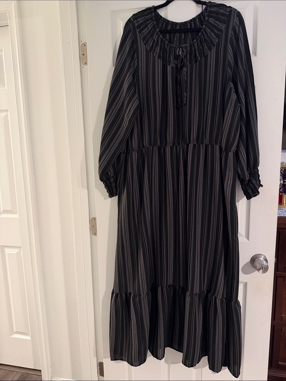 Terra & Sky Black and Gray Striped Dress